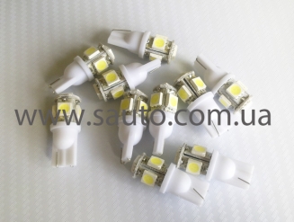 Светодиодная лампа для габаритных огней на 5 LED диодов, T10-5SMD